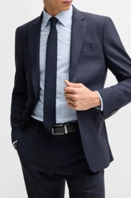 Camisa slim fit de popelín de algodón elástico estampado