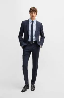 Camisa slim fit de popelín de algodón elástico estampado