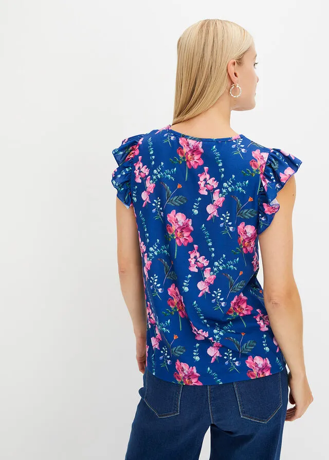 Camiseta Azul con flores