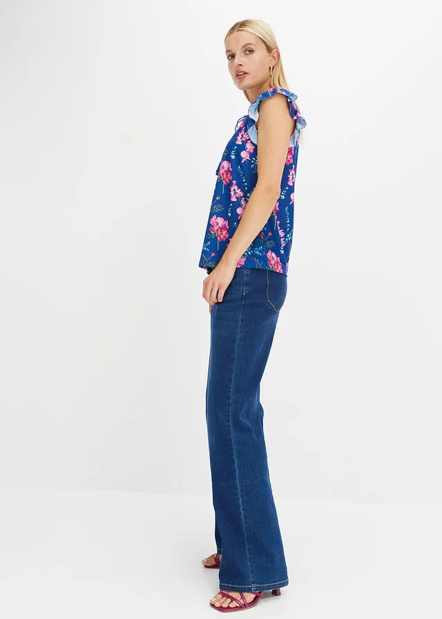 Camiseta Azul con flores