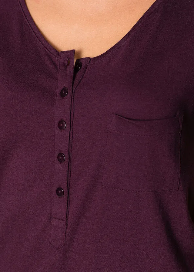 Camiseta con botones Burdeos