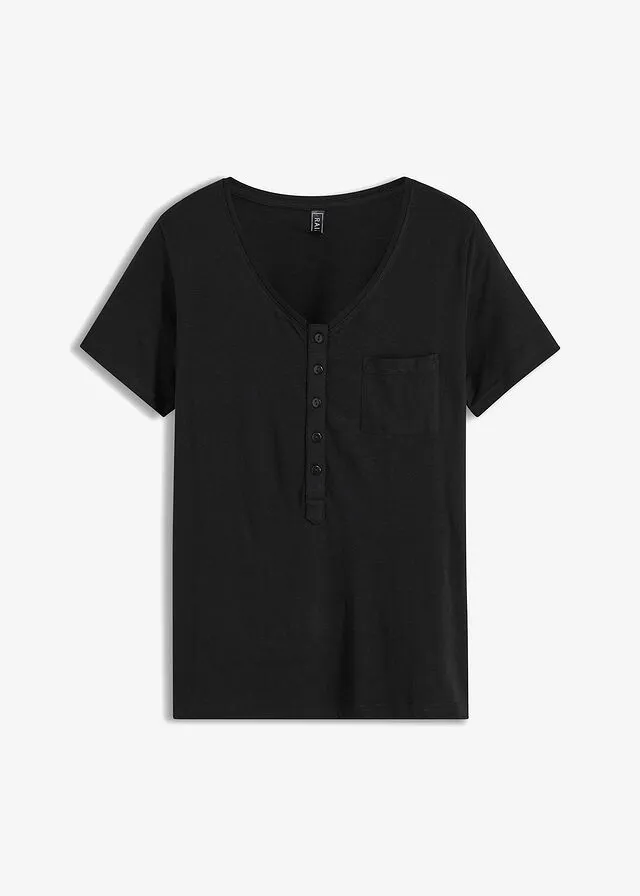 Camiseta con botones Negro