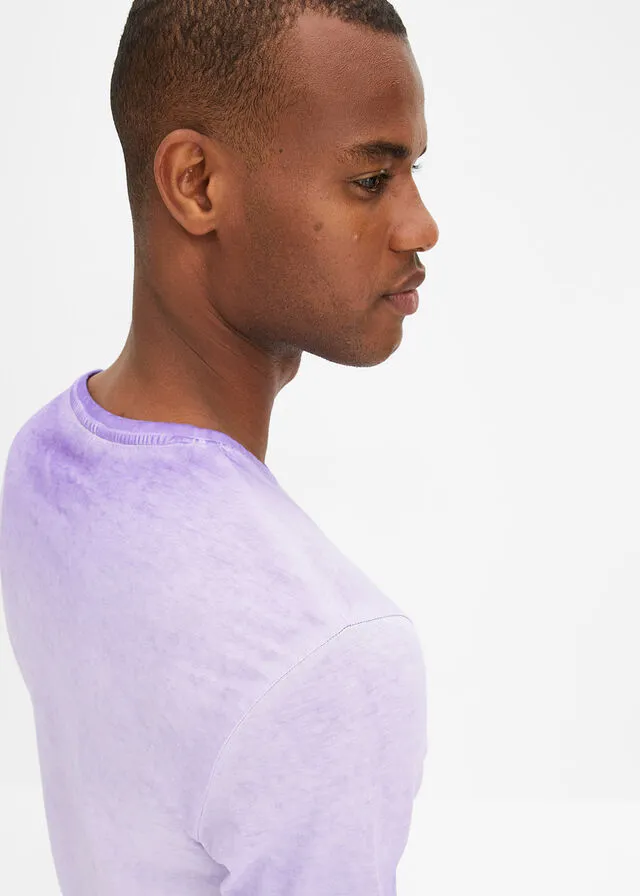Camiseta con efecto desgastado Lila claro estampado