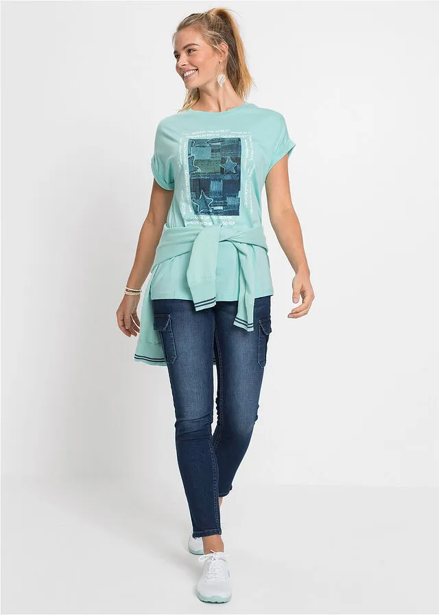 Camiseta con estampado Verde agua pastel