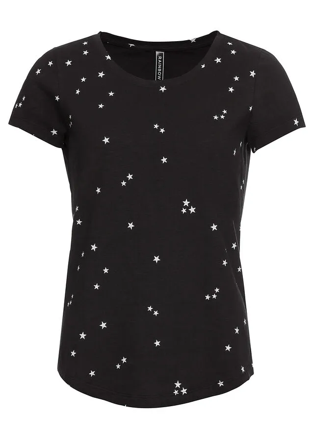 Camiseta con estrellas Negro estampado
