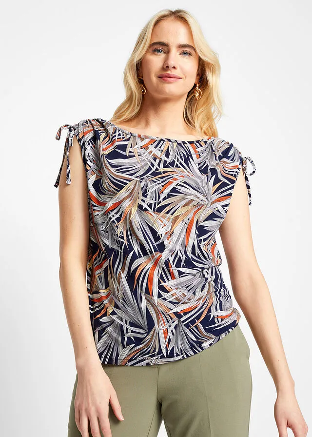 Camiseta estampada Azul marino con estampado de flores