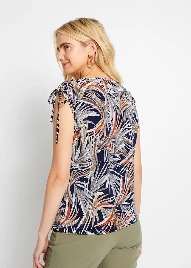 Camiseta estampada Azul marino con estampado de flores