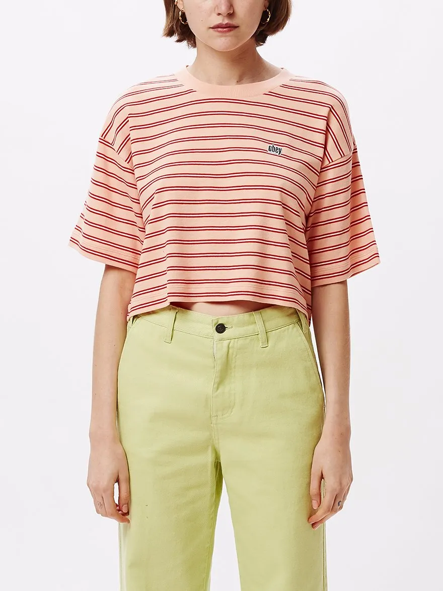 Camiseta manga corta OBEY chica Gazer Box Top Ref. 231080091 Rayada Peach Multi naranja rayada