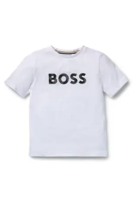 Camiseta regular fit de algodón con logo estampado para niños