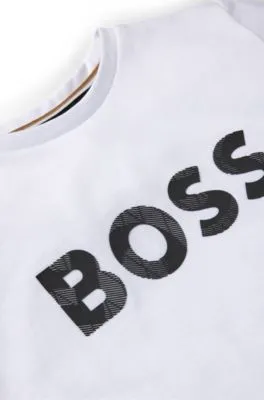 Camiseta regular fit de algodón con logo estampado para niños