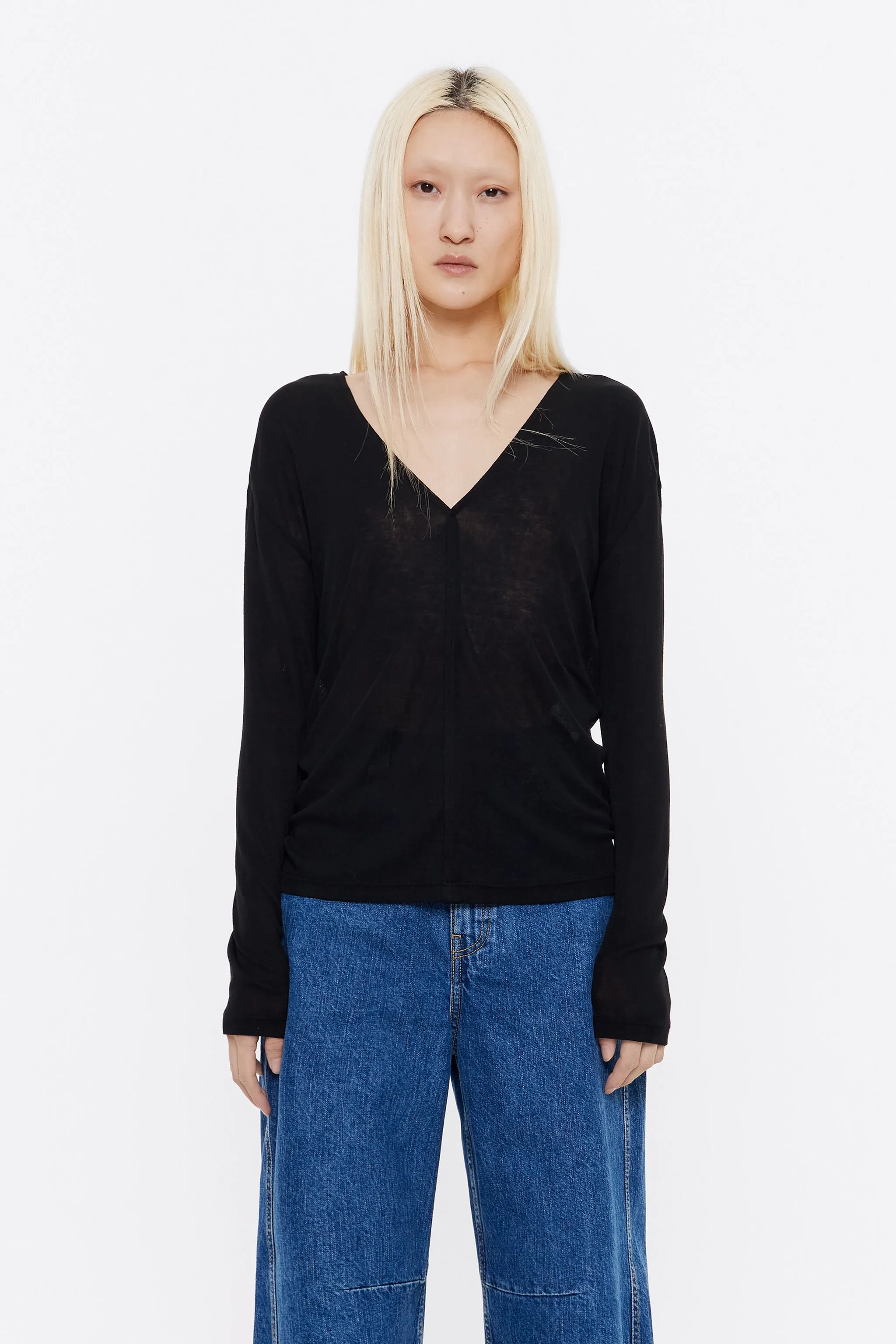 Camiseta viscosa seda negra