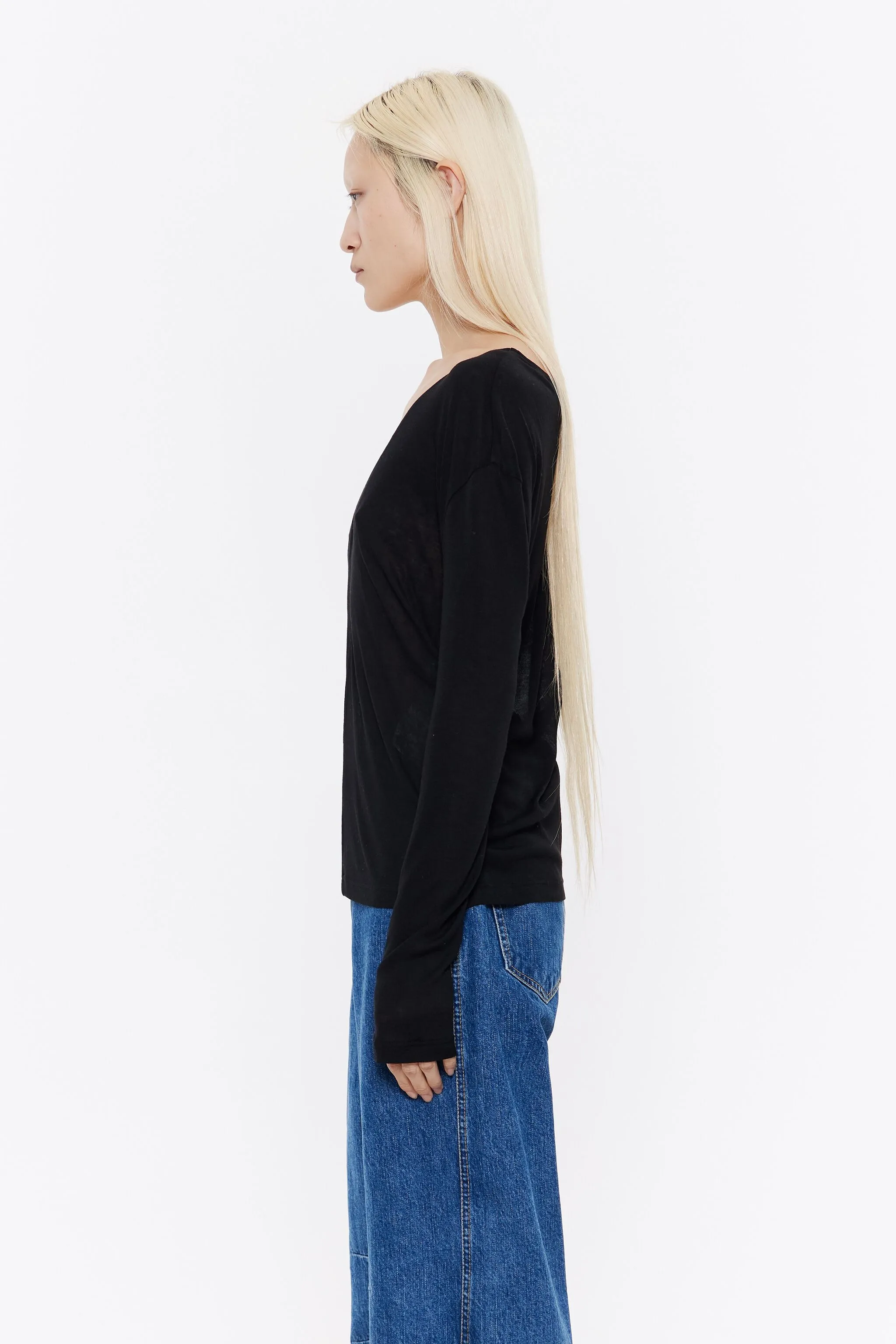 Camiseta viscosa seda negra