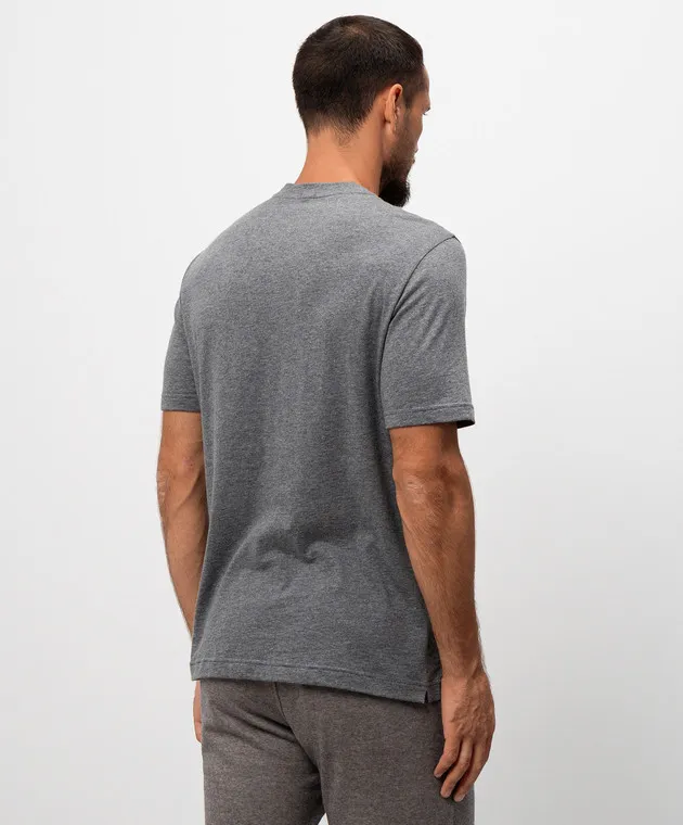 CAPOBIANCO Gray melange t-shirt with cashmere