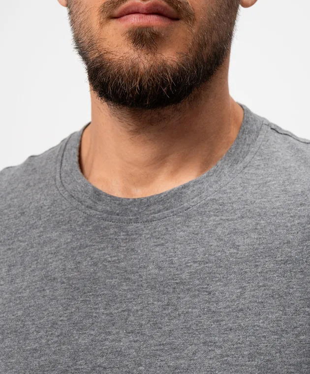 CAPOBIANCO Gray melange t-shirt with cashmere