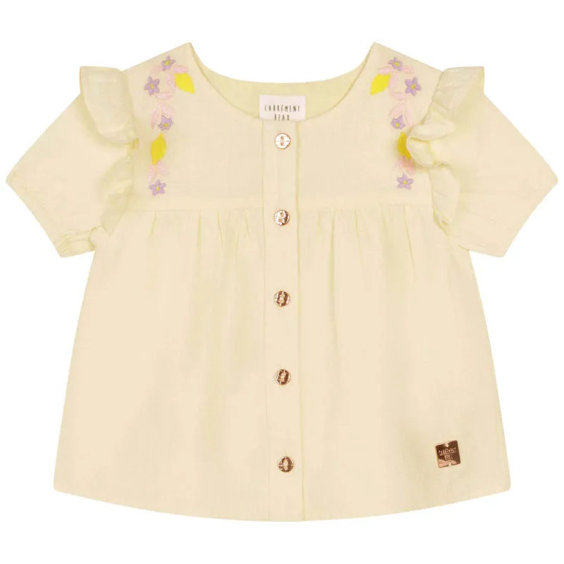 CARREMENT BEAU Blusa bordada con volantes