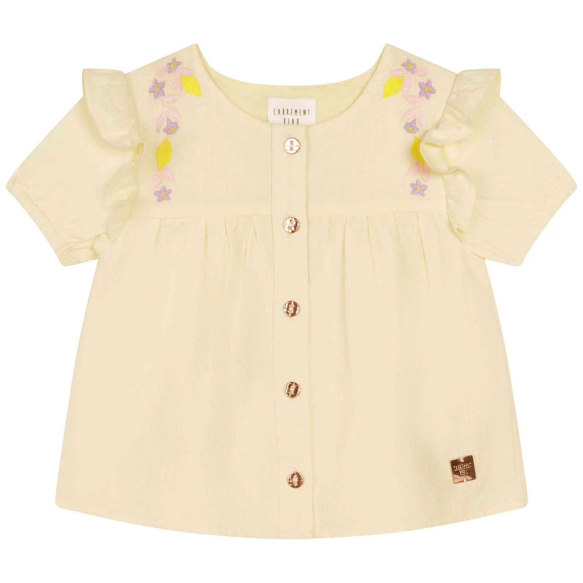 CARREMENT BEAU Blusa bordada con volantes
