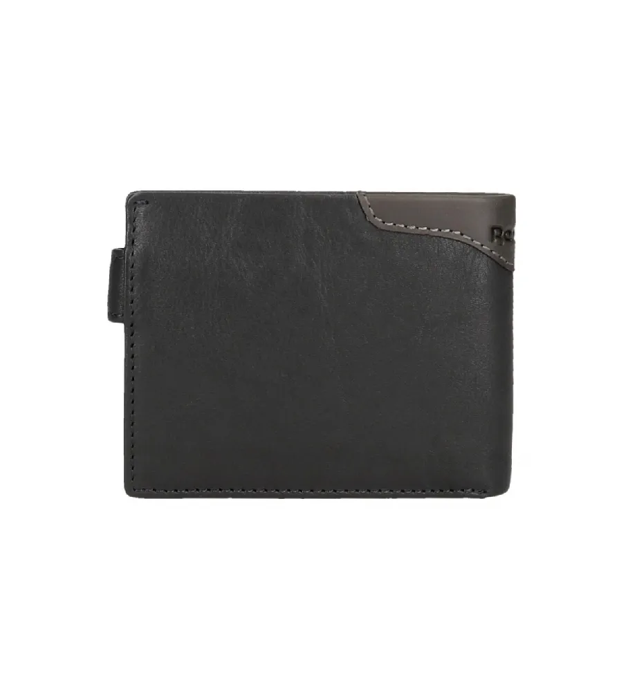 Cartera horizontal Club con cierre de click negro