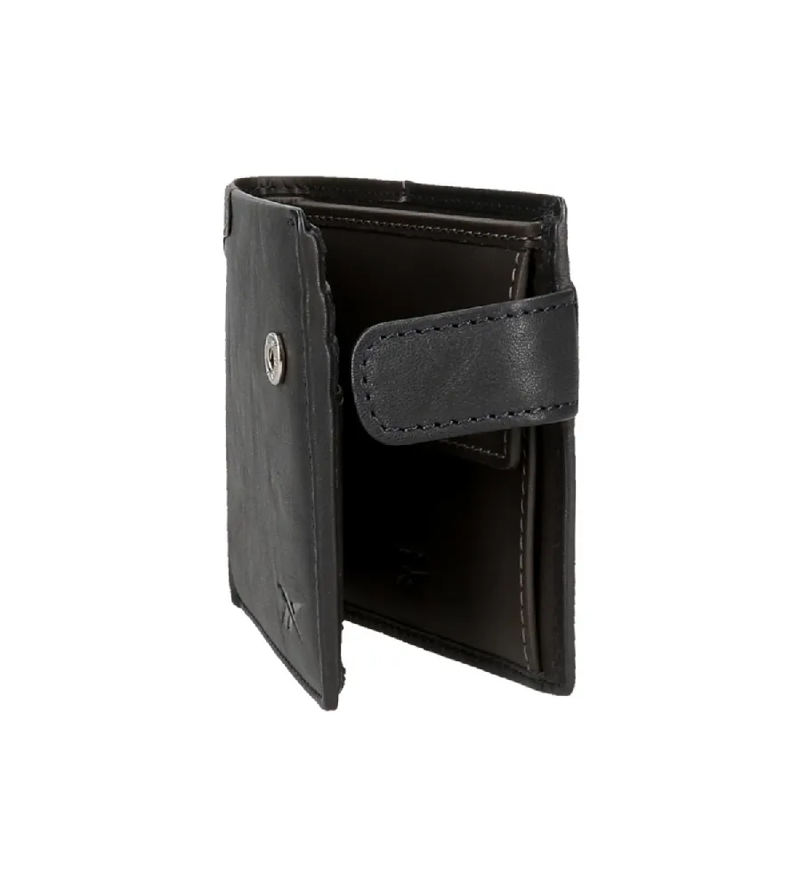 Cartera horizontal Club con cierre de click negro