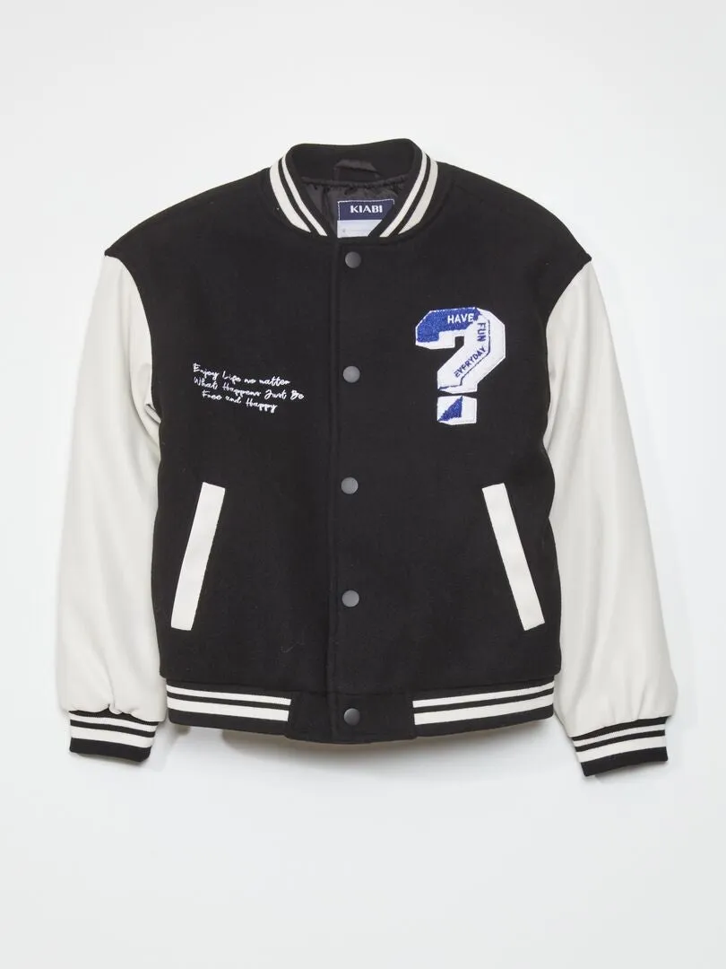 Cazadora estilo 'campus' - NEGRO