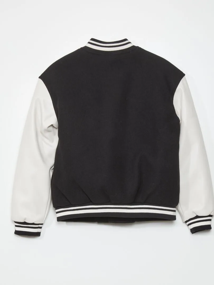 Cazadora estilo 'campus' - NEGRO