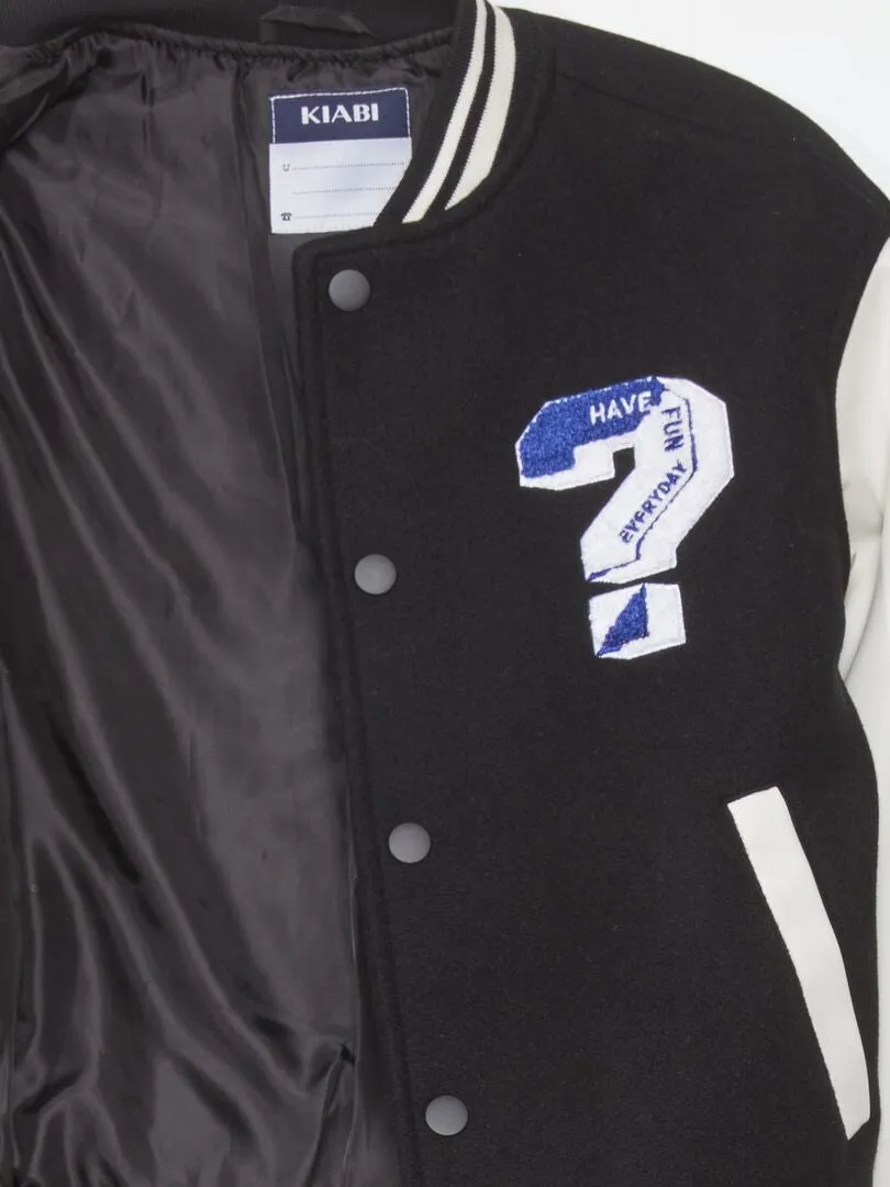 Cazadora estilo 'campus' - NEGRO