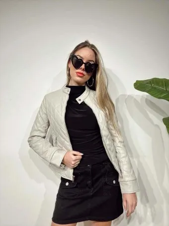 Cazadora Polipiel ALINORE Taupe