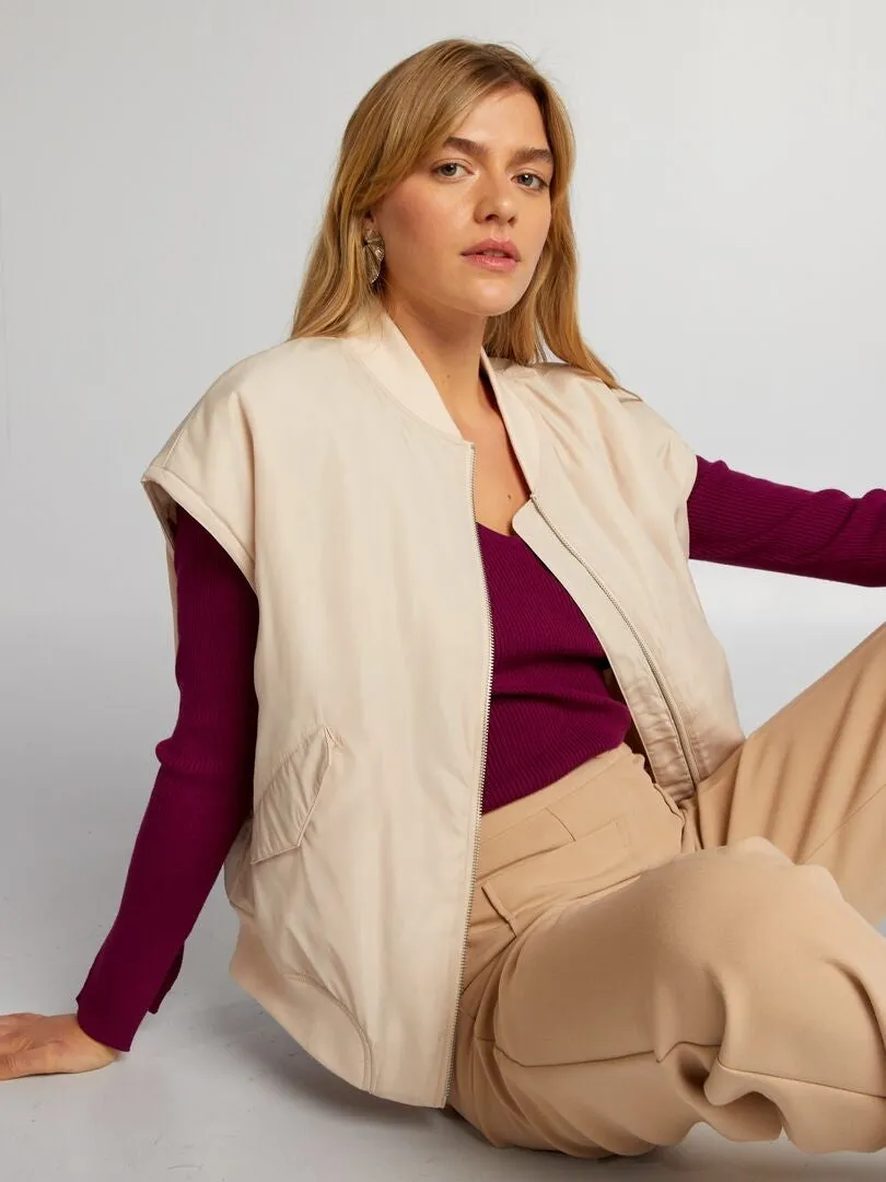Chaleco con bolsillos - BEIGE