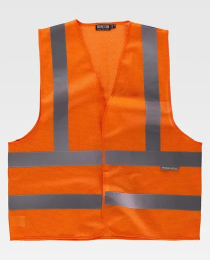Chaleco de rejilla Cierre de velcro Naranja