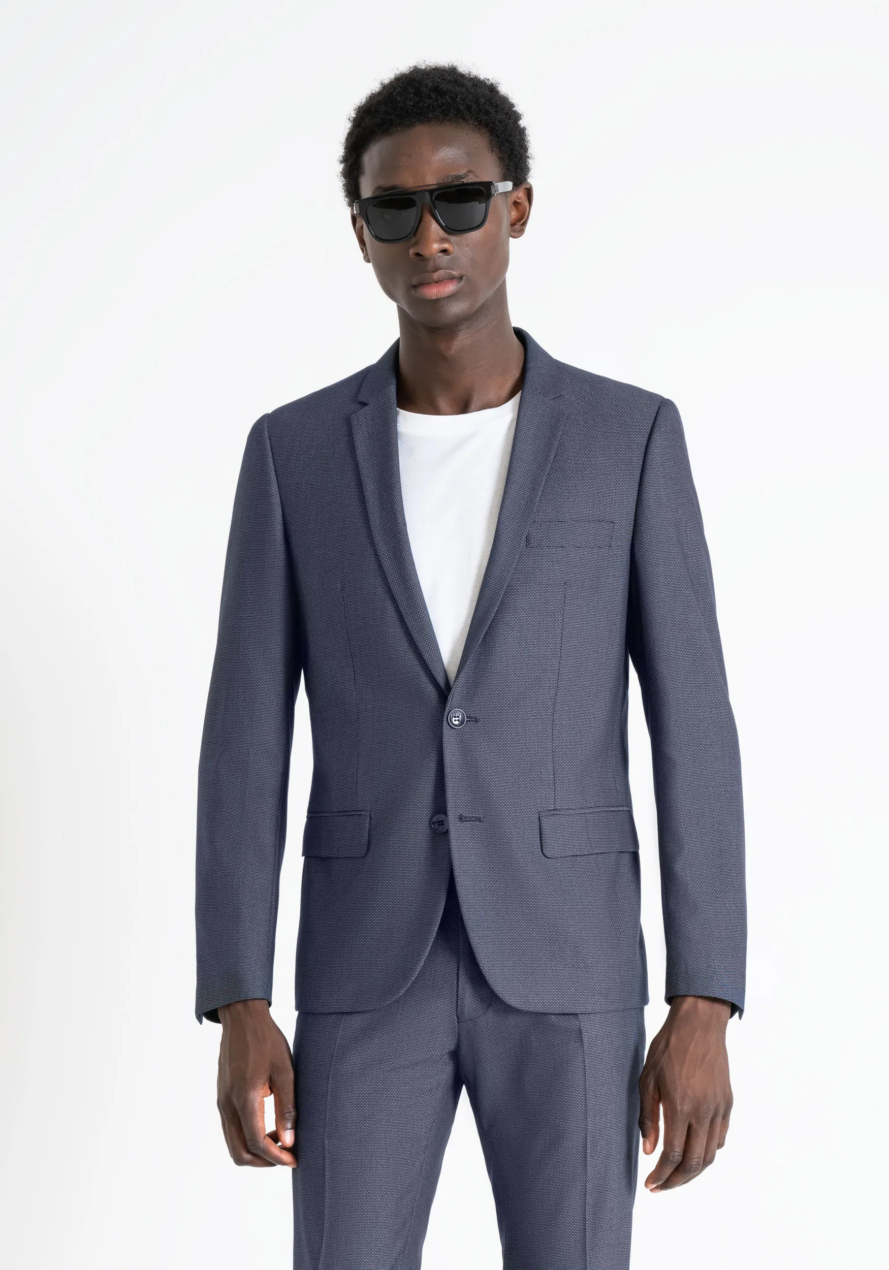 CHAQUETA BONNIE SLIM FIT EN TEJIDO ELÁSTICO MIXTO VISCOSA CON MICROESTAMPADO