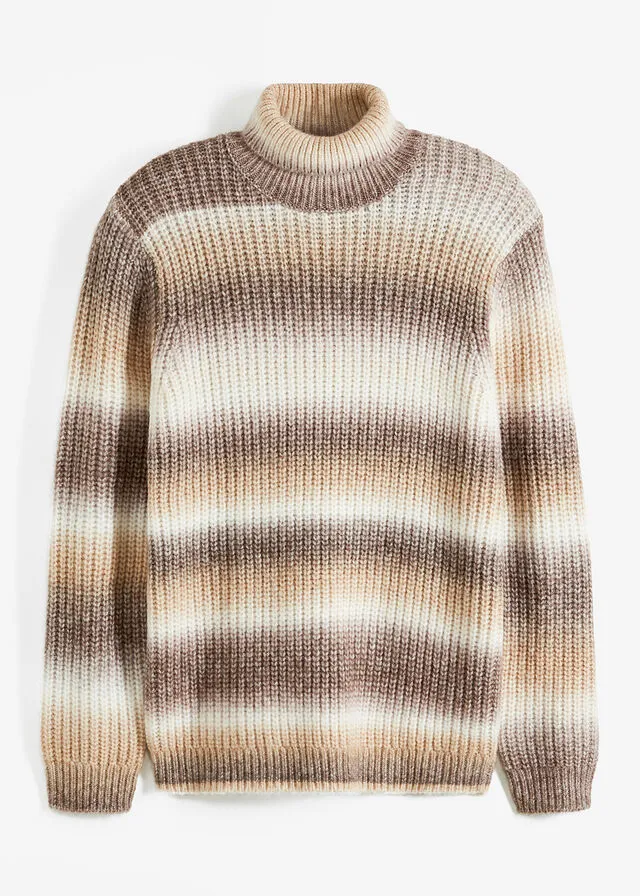 Chaqueta de punto Marrón tierra-blanco lana-café con hielo jaspeado