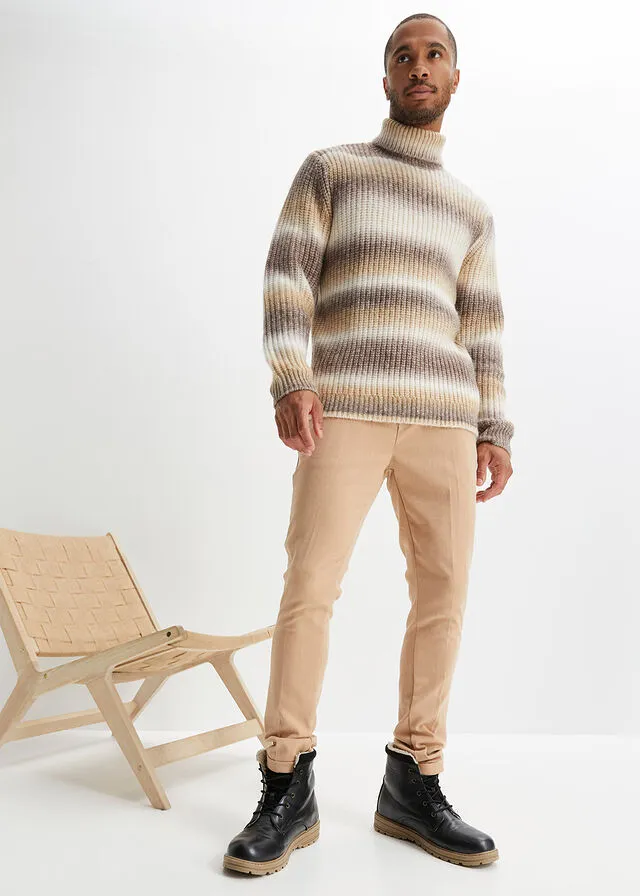 Chaqueta de punto Marrón tierra-blanco lana-café con hielo jaspeado