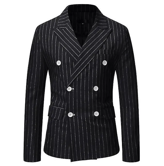 Chaqueta de traje Blazer a rayas de doble pecho para hombre