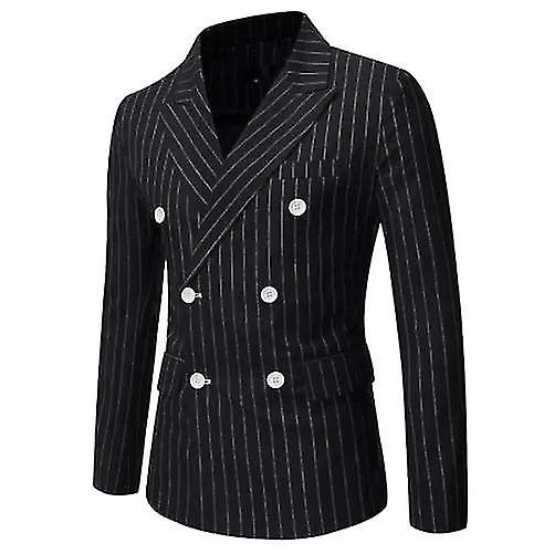 Chaqueta de traje Blazer a rayas de doble pecho para hombre