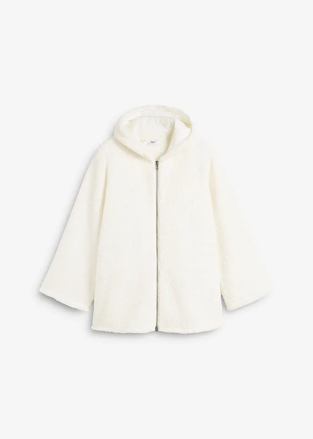 Chaqueta polar en forma de A con aberturas laterales Blanco lana
