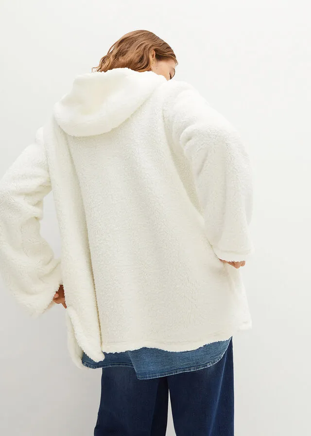Chaqueta polar en forma de A con aberturas laterales Blanco lana
