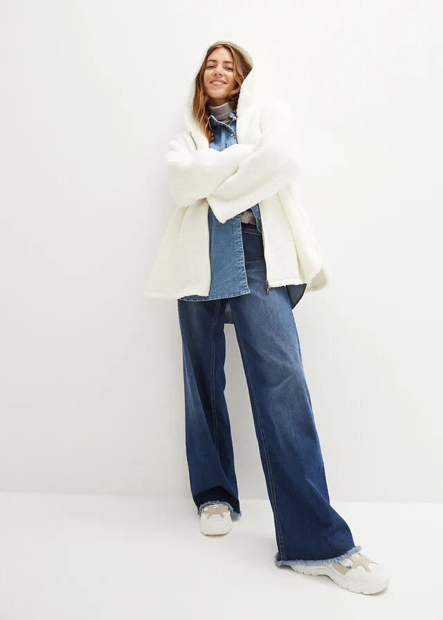 Chaqueta polar en forma de A con aberturas laterales Blanco lana