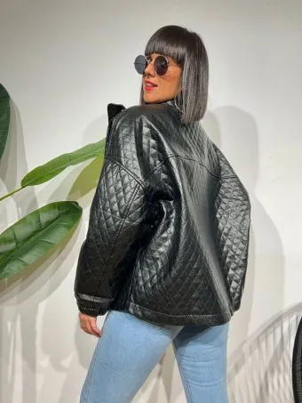 Chaqueta Polipiel LELAND Negro