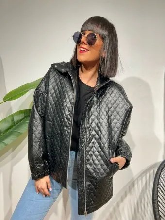 Chaqueta Polipiel LELAND Negro