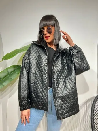 Chaqueta Polipiel LELAND Negro