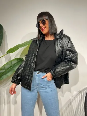 Chaqueta Polipiel LELAND Negro