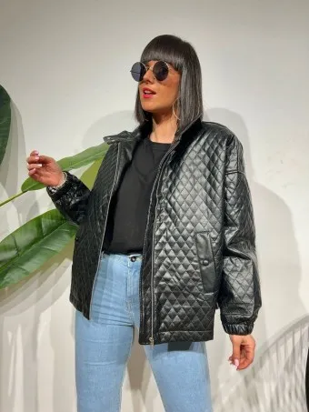 Chaqueta Polipiel LELAND Negro