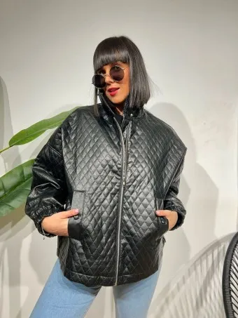 Chaqueta Polipiel LELAND Negro