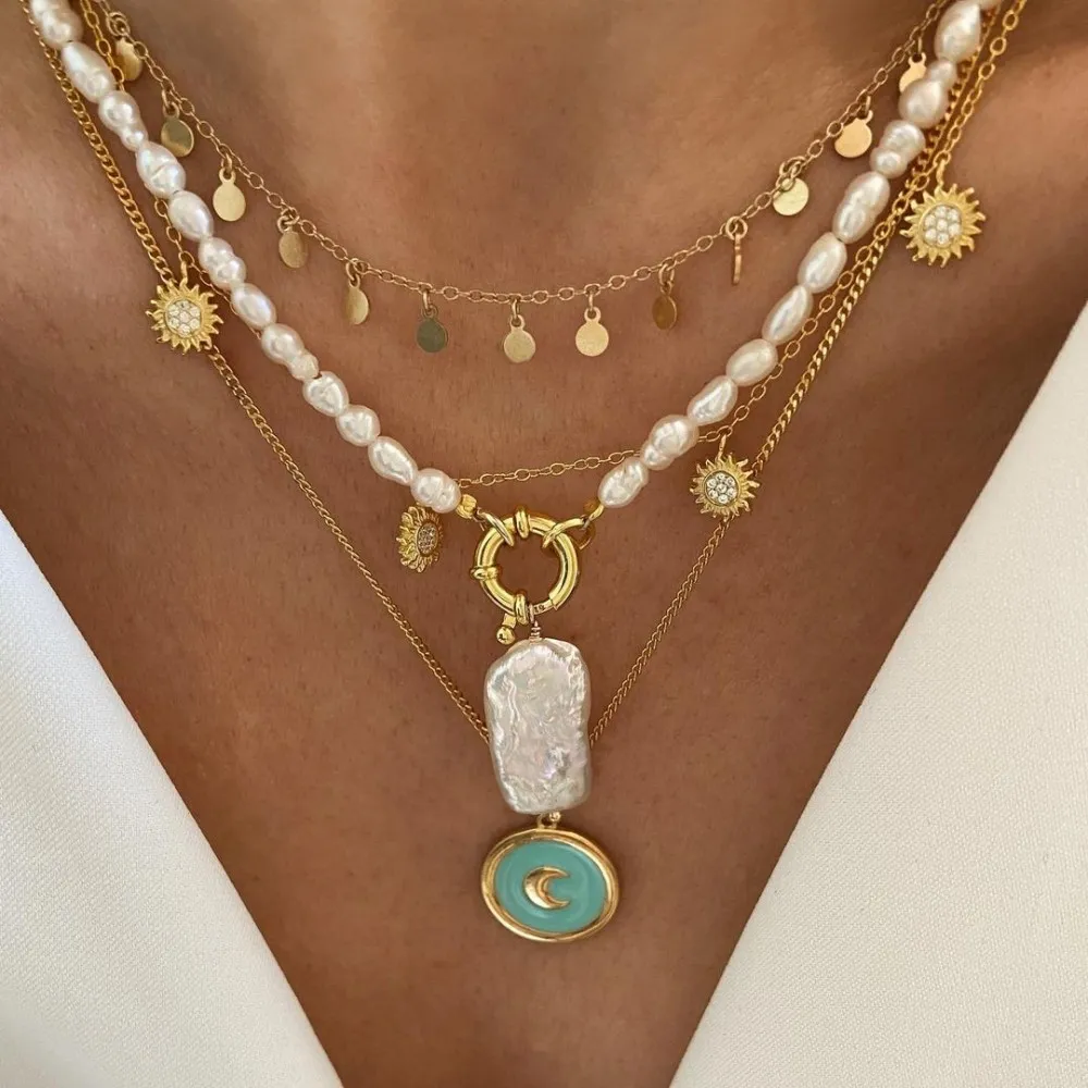 Charm Perla Rectángulo Oro