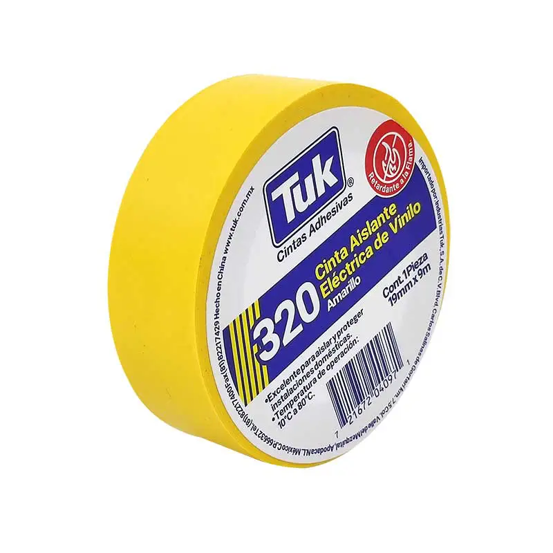 Cinta Aislante Eléctrica Vinilo Amarillo Tuk 320 19mm x 9m