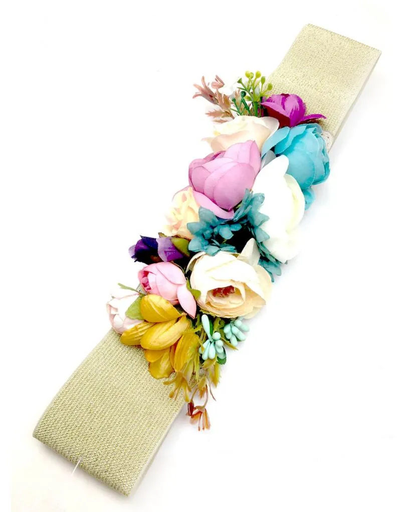 CINTURONES DORADOS CON BONITAS FLORES PARA BODAS Y EVENTOS