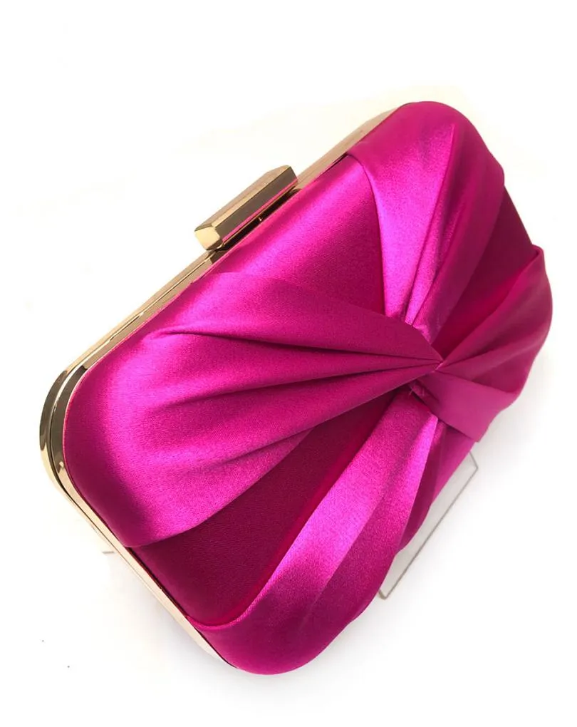 CLUTCH BODAS FUCSIA CON ELEGANTE DETALLE DE NUDO DRAPEADO