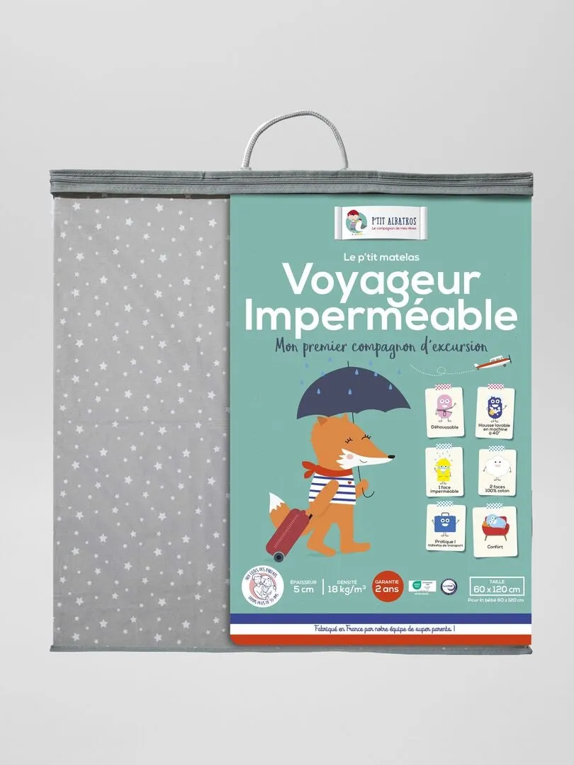 Colchón impermeable desenfundable 'P'tit Albatros' - GRIS