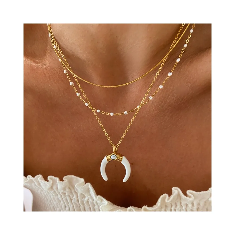 Collar Gandhari Ágata Blanca Oro