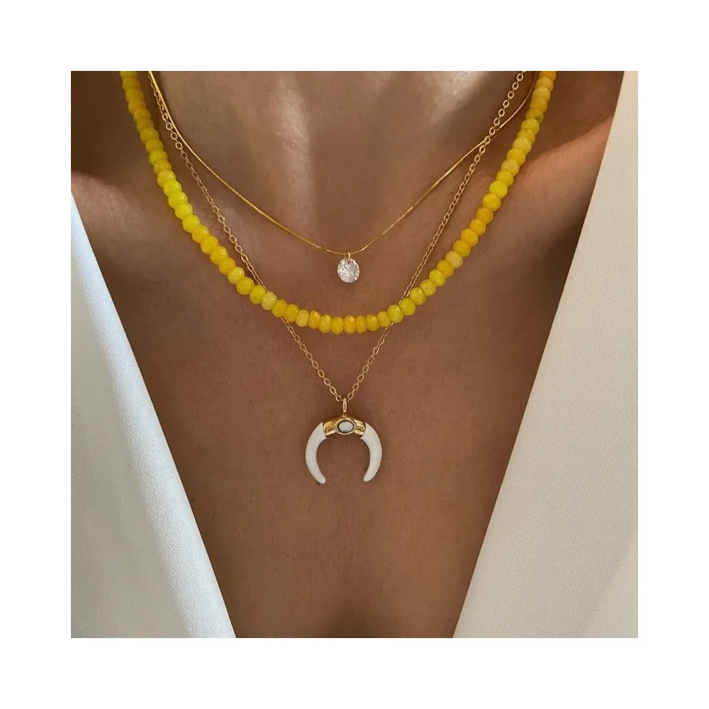 Collar Gandhari Ágata Blanca Oro