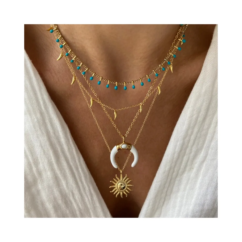 Collar Gandhari Ágata Blanca Oro